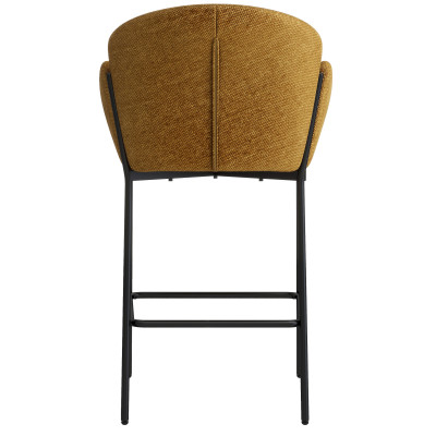 CANDICE-Silla de bar de tela mostaza y metal negro (x2)