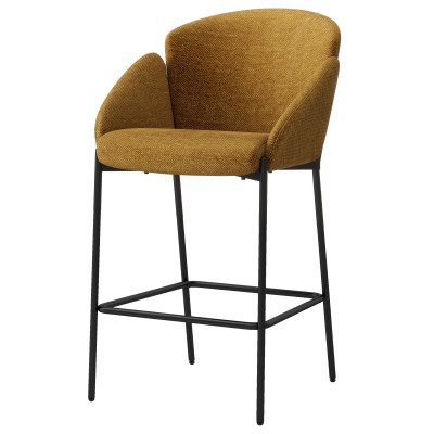 CANDICE-Fauteuil de bar en tissu Luxury Moutarde et métal noir (x2)