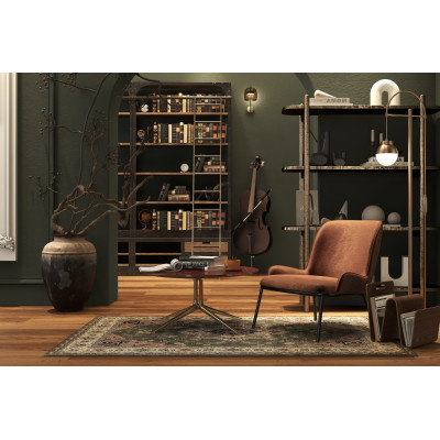 ALVIN-Poltrona in tessutoTerracotta e metallo effetto rovere