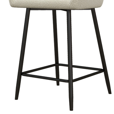 LEA-Tabouret de bar en tissu bouclé Ecru et métal noir (x2)