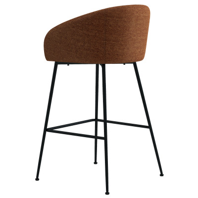 CHLOE-Silla de bar de tela terracota y metal negro (x2)