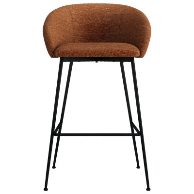 CHLOE-Fauteuil de bar en tissu Luxury Terracotta et métal noir (x2)