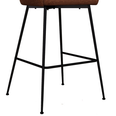 CHLOE-Sedia da bar in tessuto terracotta e metallo nero (x2)