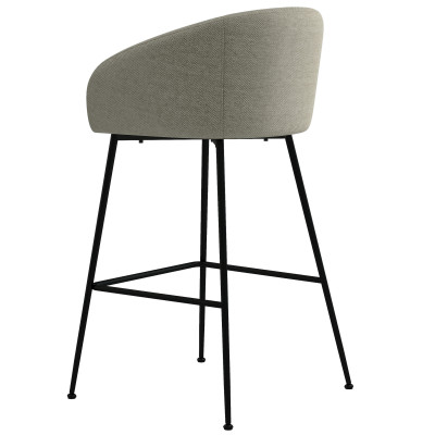 CHLOE-Silla de bar de tela beige y metal negro (x2)