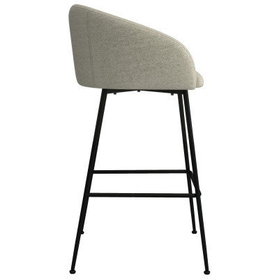 CHLOE-Sedia da bar in tessuto beige e metallo nero (x2)