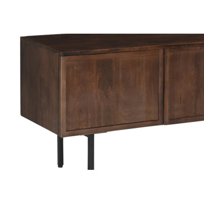 QUADRO-Meuble TV 4 portes L.180 cm en Manguier teinté noyer