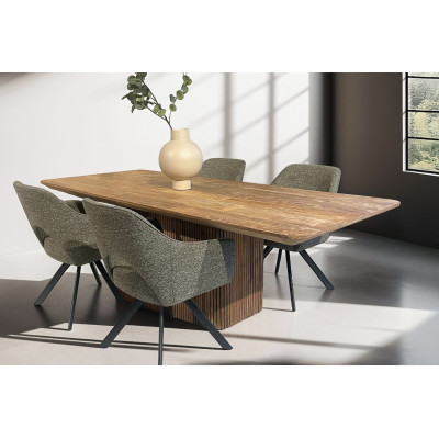 PIANA-Tavolo da pranzo rettangolare 8/10 p, L.230 cm, in Teak riciclato