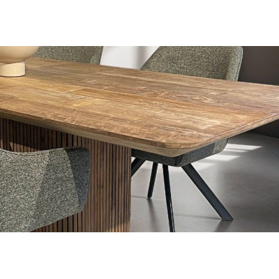 PIANA-Mesa de comedor rectangular 8/10 p, L.230 cm, en Teca reciclada
