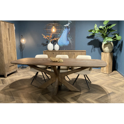 EPSYLON-Mesa de comedor ovalada para 10/12 personas, L.250 cm de madera maciza