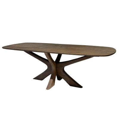 EPSYLON-Table à manger Ovale 8/10 personnes, L.220 cm, bois massif