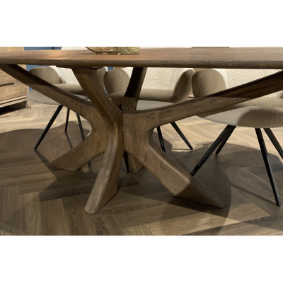 EPSYLON-Tavolo da pranzo ovale per 8/10 persone, L.220 cm, in legno massello