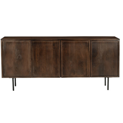 QUADRO-Buffet 4 portes L.180 cm en Manguier  teinté noyer