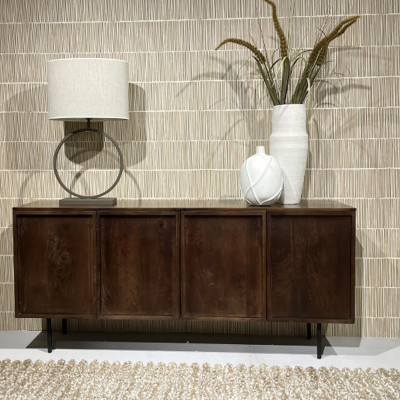 QUADRO-Sideboard 4 Türen L.180 cm aus nussbaumfarbenem Mangoholz