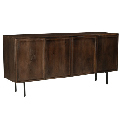 QUADRO-Buffet 4 portes L.180 cm en Manguier  teinté noyer