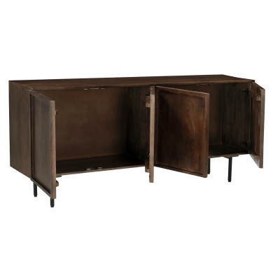 QUADRO-Buffet 4 portes L.180 cm en Manguier  teinté noyer