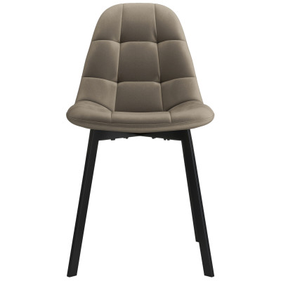 STELLIA-Chaise en velours Taupe Clair et métal noir (x2)
