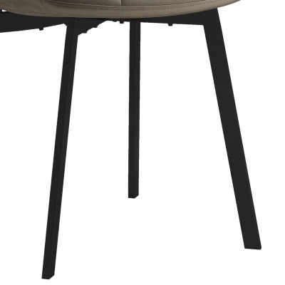 STELLIA-2er Set Stuhl aus helltaupefarbenem Samt und schwarzem Metall