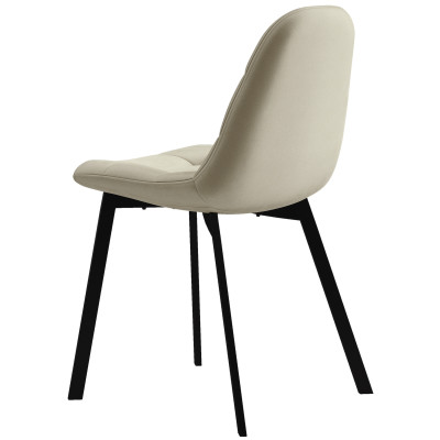 STELLIA-Silla de terciopelo beige y metal negro (x2)