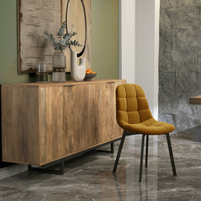 STELLIA-Chaise en Velours safran et métal noir (x4)