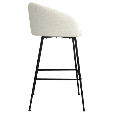 CHLOE-Silla de bar de tela ecru y metal negro (x2)