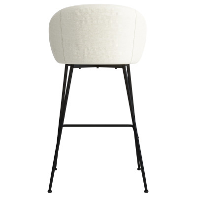 CHLOE-Fauteuil de bar en tissu Luxury Ecru et métal noir (x2)
