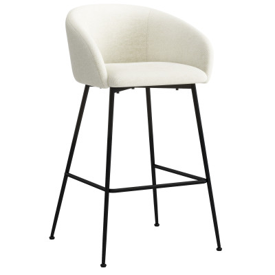 CHLOE-Silla de bar de tela ecru y metal negro (x2)