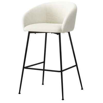 CHLOE-Silla de bar de tela ecru y metal negro (x2)