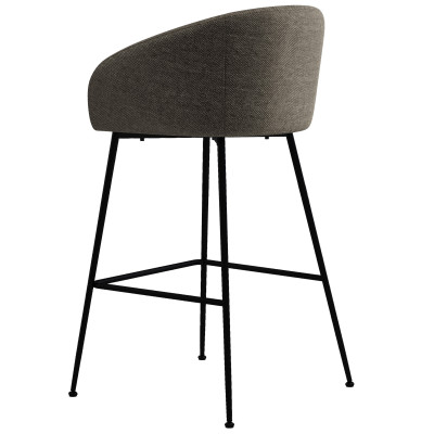 CHLOE-Silla de bar de tela marrone y metal negro (x2)