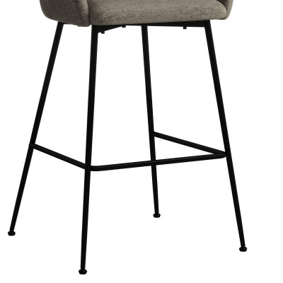 CHLOE-Silla de bar de tela marrone y metal negro (x2)