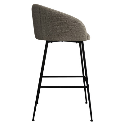 CHLOE-Silla de bar de tela marrone y metal negro (x2)