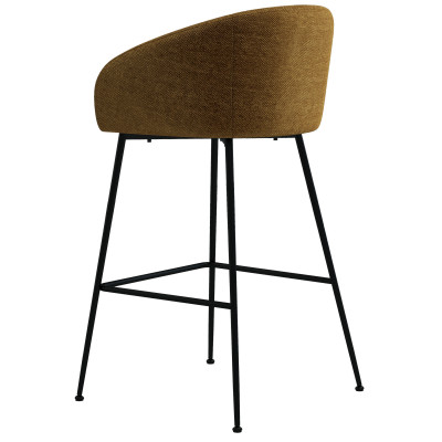 CHLOE-Fauteuil de bar en tissu Luxury Moutarde et métal noir (x2)