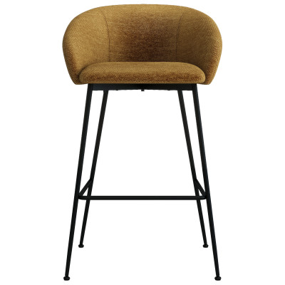 CHLOE-Fauteuil de bar en tissu Luxury Moutarde et métal noir (x2)