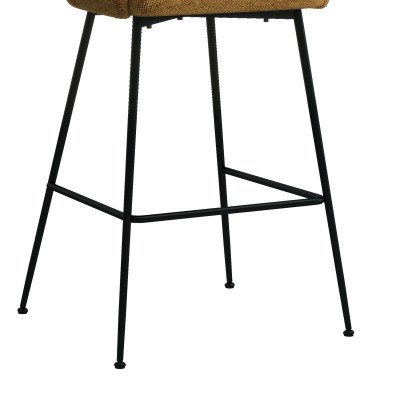 CHLOE-Fauteuil de bar en tissu Luxury Moutarde et métal noir (x2)