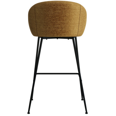 CHLOE-Fauteuil de bar en tissu Luxury Moutarde et métal noir (x2)