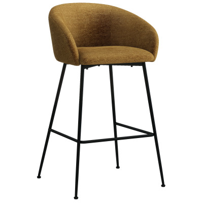 CHLOE-Fauteuil de bar en tissu Luxury Moutarde et métal noir (x2)