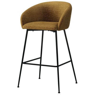 CHLOE-Fauteuil de bar en tissu Luxury Moutarde et métal noir (x2)