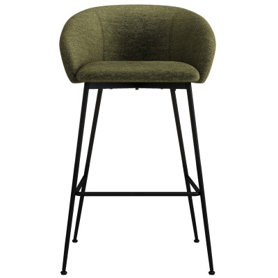 CHLOE-Fauteuil de bar en tissu Luxury Kaki et métal noir (x2)