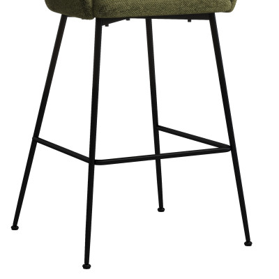 CHLOE-Silla de bar de tela verde y metal negro (x2)