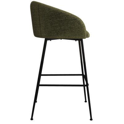 CHLOE-Fauteuil de bar en tissu Luxury Kaki et métal noir (x2)