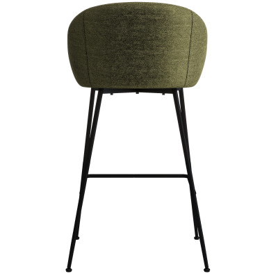 CHLOE-Fauteuil de bar en tissu Luxury Kaki et métal noir (x2)