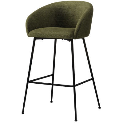 CHLOE-Fauteuil de bar en tissu Luxury Kaki et métal noir (x2)