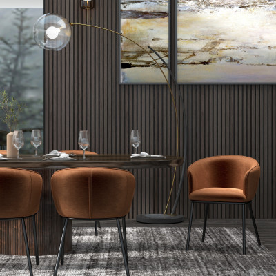 ALVIN-Silla de tela terracotta y metal negro