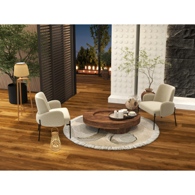 ALEX-Sillón de tela beige y metal negro