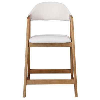 CAMILLE-2er Set Barstuhl mit Stoffbezug in Ecru und Esche Natur