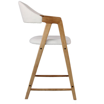 CAMILLE-Silla de bar de tela color crudo y fresno (x2)