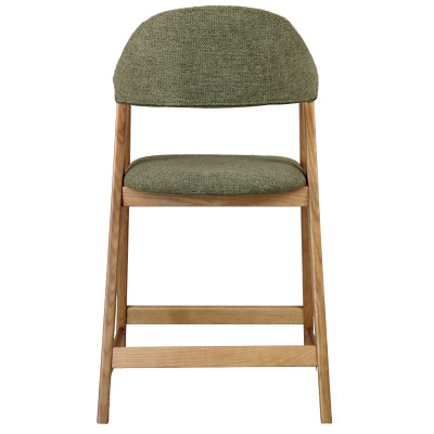 CAMILLE-Silla de bar, tela verde y fresno natural (x2)