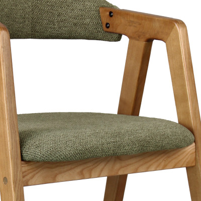 CAMILLE-Silla de bar, tela verde y fresno natural (x2)