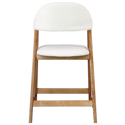 CAMILLE-Chaise de bar en tissu Curly Ecru et Frêne naturel (x2)