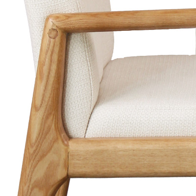 ALBAN-Fauteuil de table, tisssu SoftCellar Ecru et Frêne naturel (x2)