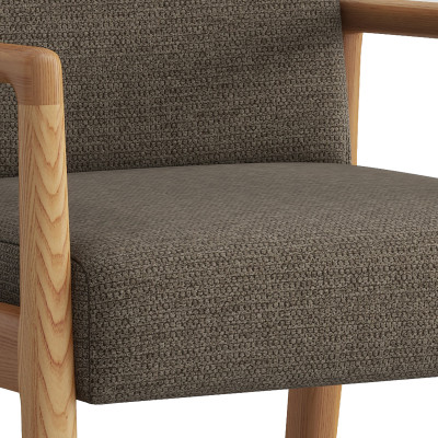 ALBAN-Fauteuil de table, tisssu SoftCellar Taupe et Frêne naturel (x2)